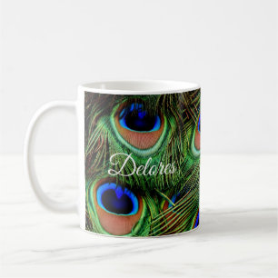 Personalized Peacock Feather Coffee Mug