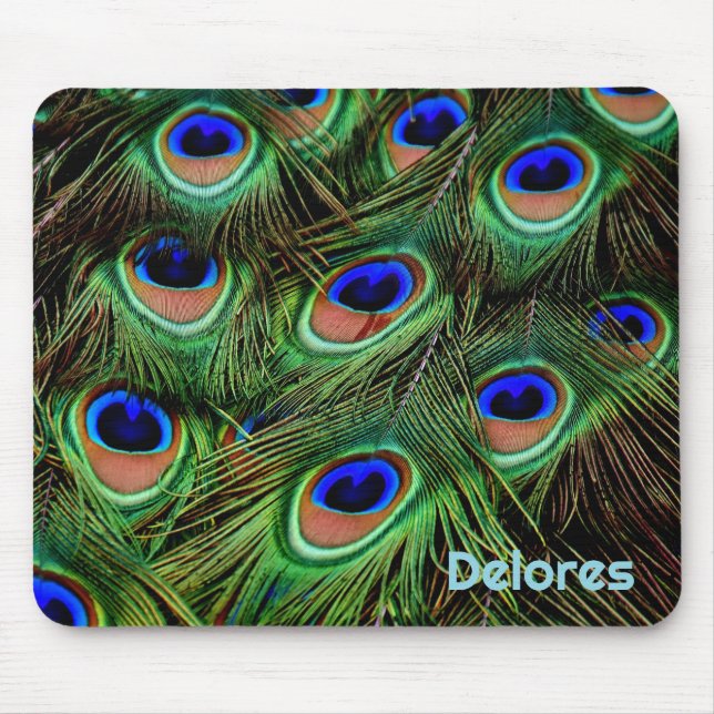 Personalized Peacock Feather Mouse Pad (Front)