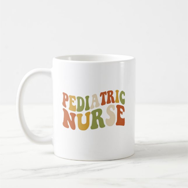 Personalized Pediatric Nurse Retro Typography Coffee Mug (Left)