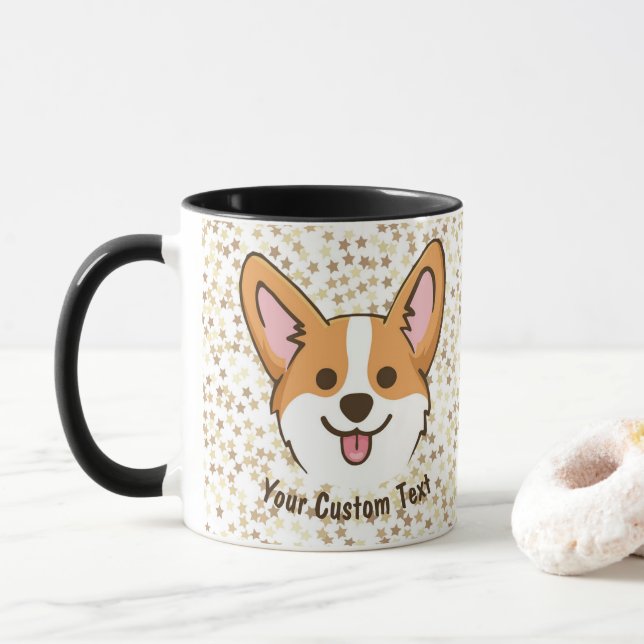 Personalized Pembroke Welsh Corgi Puppy Dog Stars Mug (With Donut)