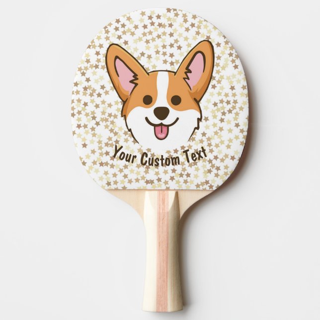 Personalized Pembroke Welsh Corgi Puppy Dog Stars Ping Pong Paddle (Front)