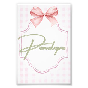Personalized Penelope Baby Girl Nursery Gingham  Photo Print