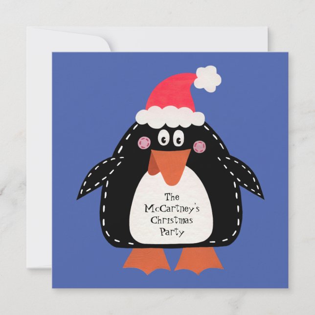 Personalized Penguin Christmas Party Invitation (Front)