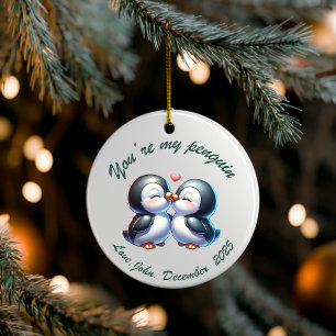 Personalized Penguin Couple Christmas Ornament