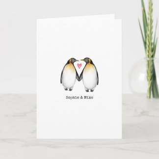 Personalized Penguin Valentines Love Card