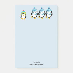 Personalized Penguins Dressed for Winter  Post-it Notes