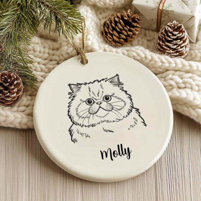 Personalized Persian Cat Christmas Ceramic Ornament (Creator Uploaded)