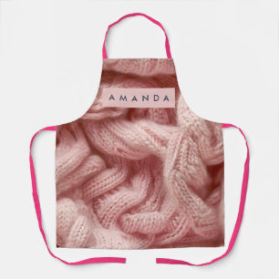 Personalized Personalized Pink Cable Knit  Apron
