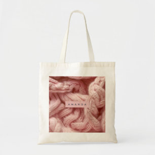 Personalized Personalized Pink Cable Knit  Tote Bag