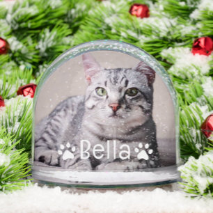 Personalized Pet Cat Name and Photo Custom Snowglobe