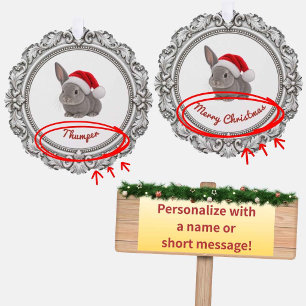 Personalized Pet Christmas Ornament Card – Silver