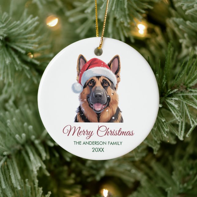 Personalized Pet German Shepherd Christmas  Ceramic Ornament (Tree)