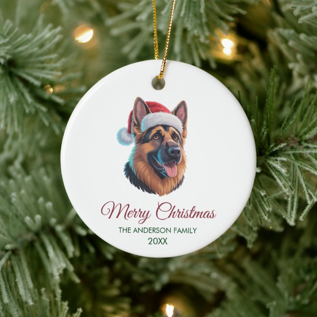 Personalized Pet German Shepherd Christmas  Ceramic Ornament (Tree)