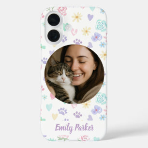 Personalized Pet Love & Pastel Whimsy iPhone 16 Case