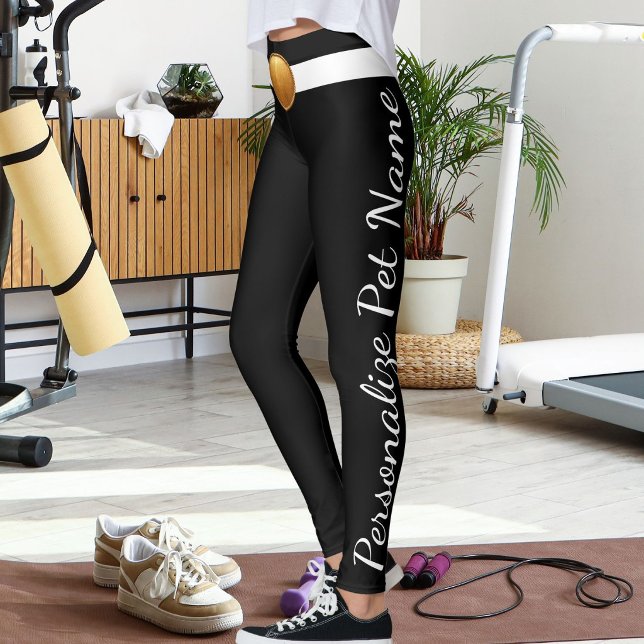 Personalized Pet Lover Script Text Black And White Leggings (Creator Uploaded)