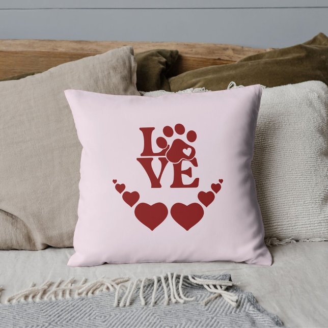 Personalized Pet Lovers Red Heart Valentine's Day Cushion (Creator Uploaded)