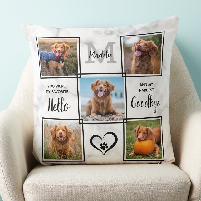 Personalized Pet Memorial Keepsake 5 Photo Collage Cushion (Creator Uploaded)