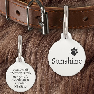 Personalized Pet Name & Address (black) Pet Tag