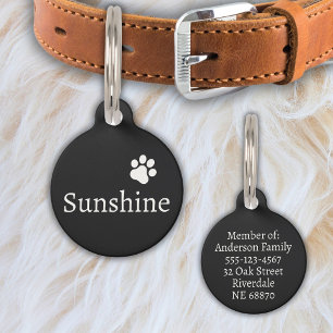 Personalized Pet Name & Address (white) Pet Tag