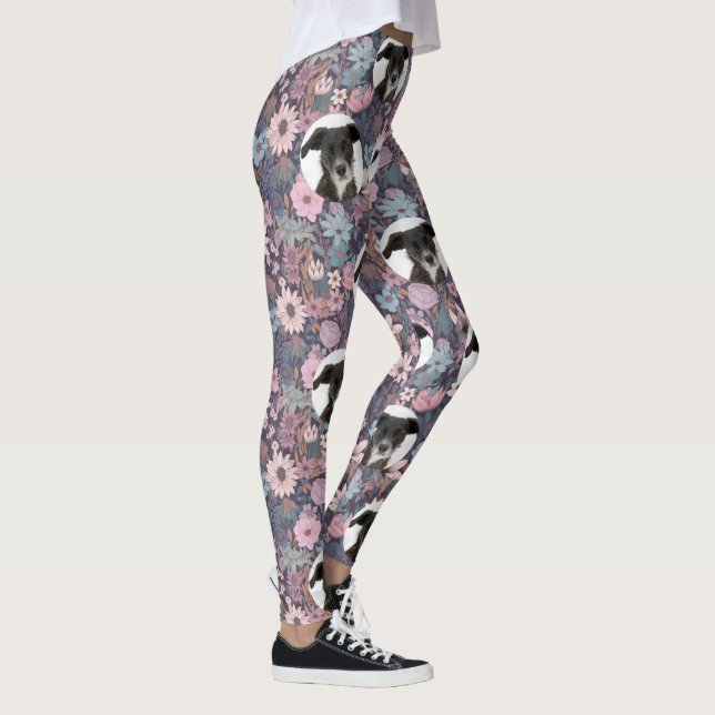 Personalized Pet Pastel Flowers Pattern Leggings (Right)