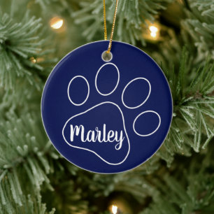 Personalized Pet Paw Prints  Ceramic Ornament