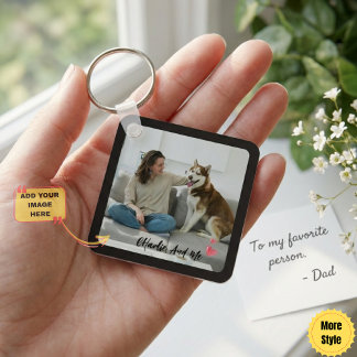 Personalized Pet Photo and Owner Heart Keychain 