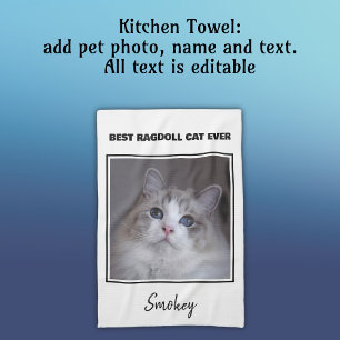 Personalized Pet Photo Best Ragdoll Cat Tea Towel