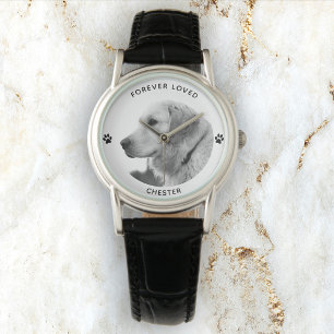 Personalized Pet Photo Custom Caption Dog Paw Watch