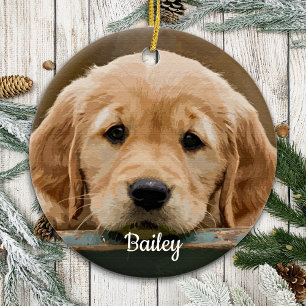 Personalized Pet Photo Dog Lover Memorial Ceramic Ornament
