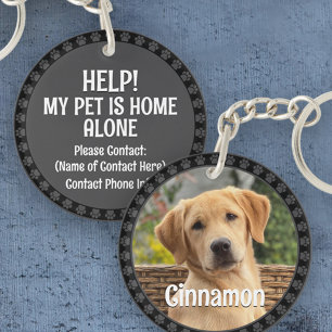 Personalized Pet Photo Dog Lover Name Emergency Key Ring