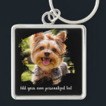 Personalized Pet Photo Keychain<br><div class="desc">Celebrate your beloved pet with this personalized pet photo keychain design. Upload your favorite dog or cat picture and add their name for a heartfelt custom look. The playful torn-edge frame on black creates a vibrant, personal keepsake. Perfect for pet parents who want to carry their furry friend everywhere or...</div>