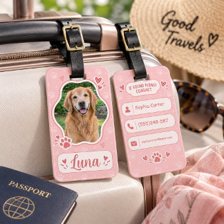 Personalized Pet Photo Luggage Tag Custom Dog Name