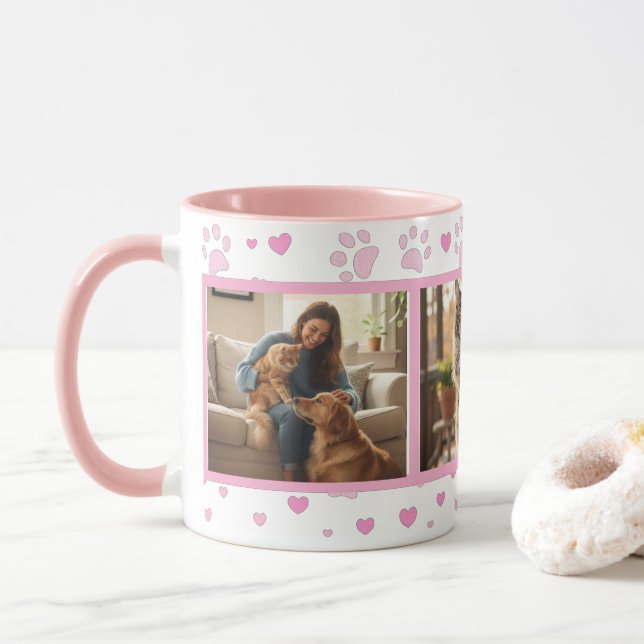 Personalized Pet Photo Mug Custom 3-Picture (With Donut)