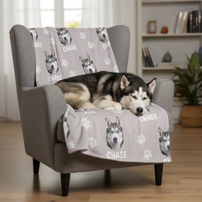 Personalized Pet Photo Name Dog  Fleece Blanket (Personalized Pet Photo Name Dog Fleece Blanket)