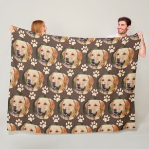 Personalized Pet Photo Pattern Dog Brown Fleece Blanket