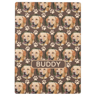 Personalized Pet Photo Pattern Dog Name Spiral Clipboard