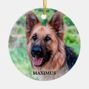 Personalized Pet Photo Simple Dog Holiday Keepsake Ceramic Ornament