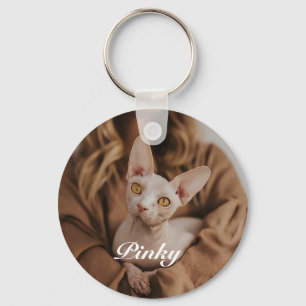 Personalized Pet Photo Sphynx Cat Lover Keepsake  Key Ring