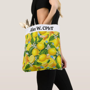 Personalized Pharmacy Tote Bag Lemon Yellow