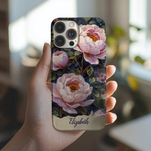 Personalized Phone Case Vintage Pink Peonies 