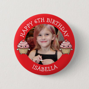 Personalized Photo, Age and Name Birthday   6 Cm Round Badge