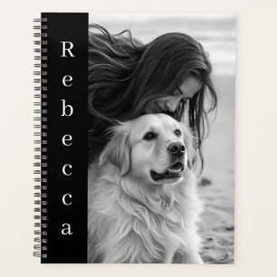 Personalized Photo and Name Black and White Planner