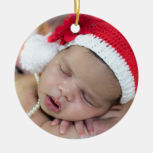 Personalized Photo and Text Custom Christmas Ceramic Ornament