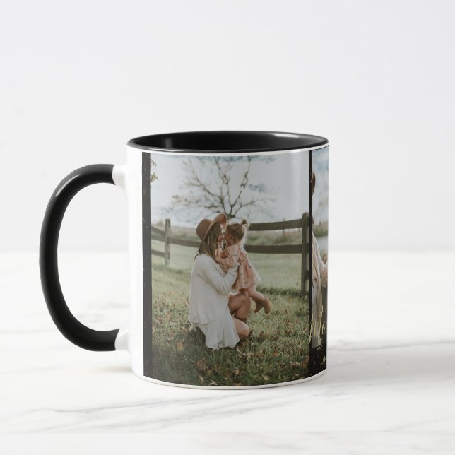  Personalized Photo and Text | Elegant Black  Mug (Left)