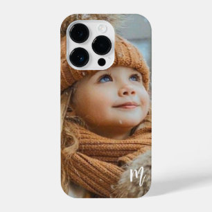 Personalized Photo and Text elegant Monogram iPhone 14 Pro Case