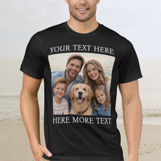 Personalized Photo and Text Or Name Elegant Serif T-Shirt (Creator Uploaded)