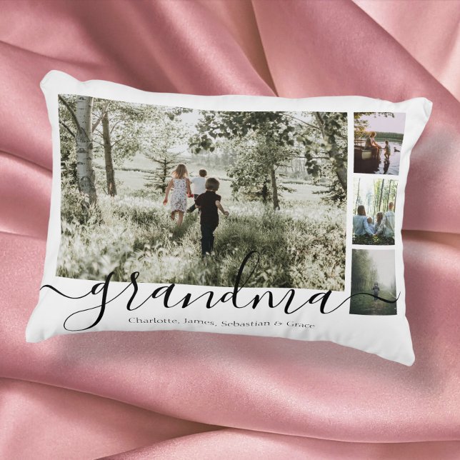 Personalized Photo and Text Photo Collage Family Decorative Cushion (Creator Uploaded)