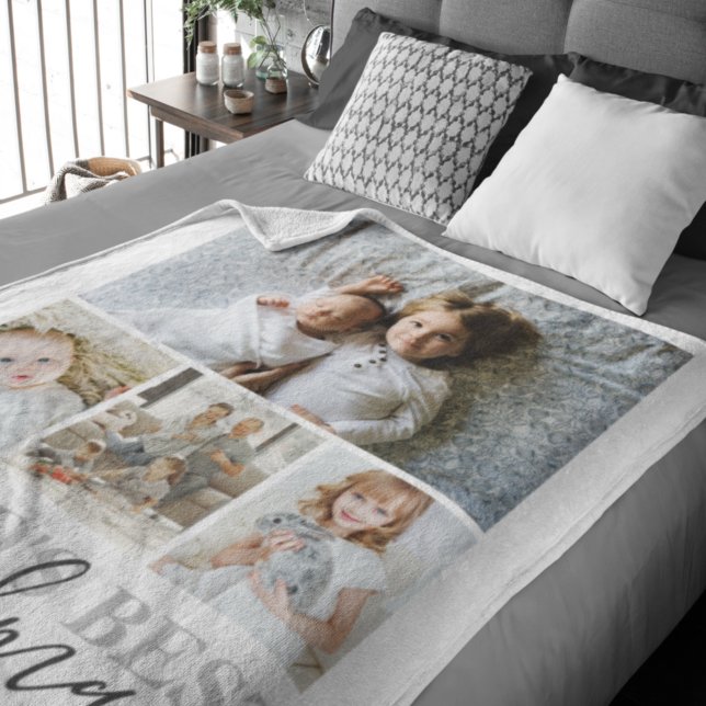 Personalized Photo and Text Photo Collage Fleece Blanket (Creator Uploaded)