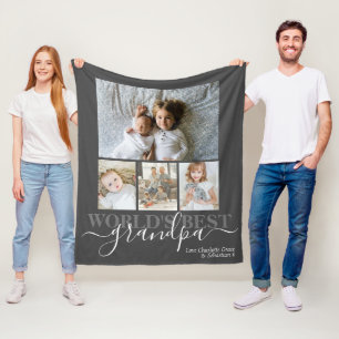 Personalized Photo and Text Photo Collage Fleece Blanket