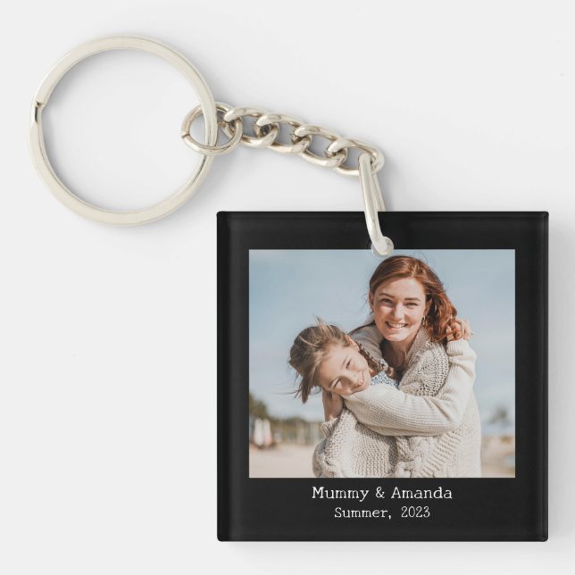 Personalized Photo and Text Photo Collage Key Ring (Front)